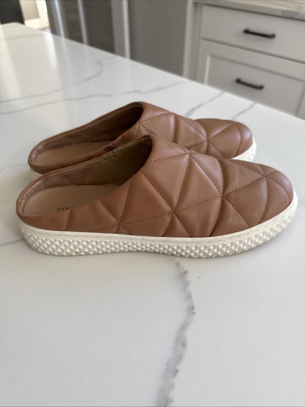 AEROSOLES Women's Ella Quilted Round-Toe Slip-On Sneakers Brown SZ 8